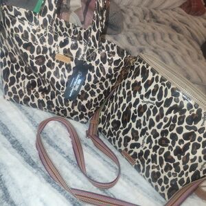 Consuela Leopard Print Tote with Multicolor Strap